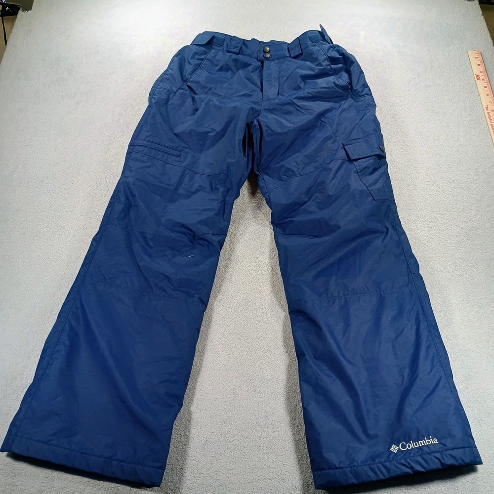 Columbia Kids Small Blue Insulated Snow Pants Cargo Pockets Adjustable Waist
